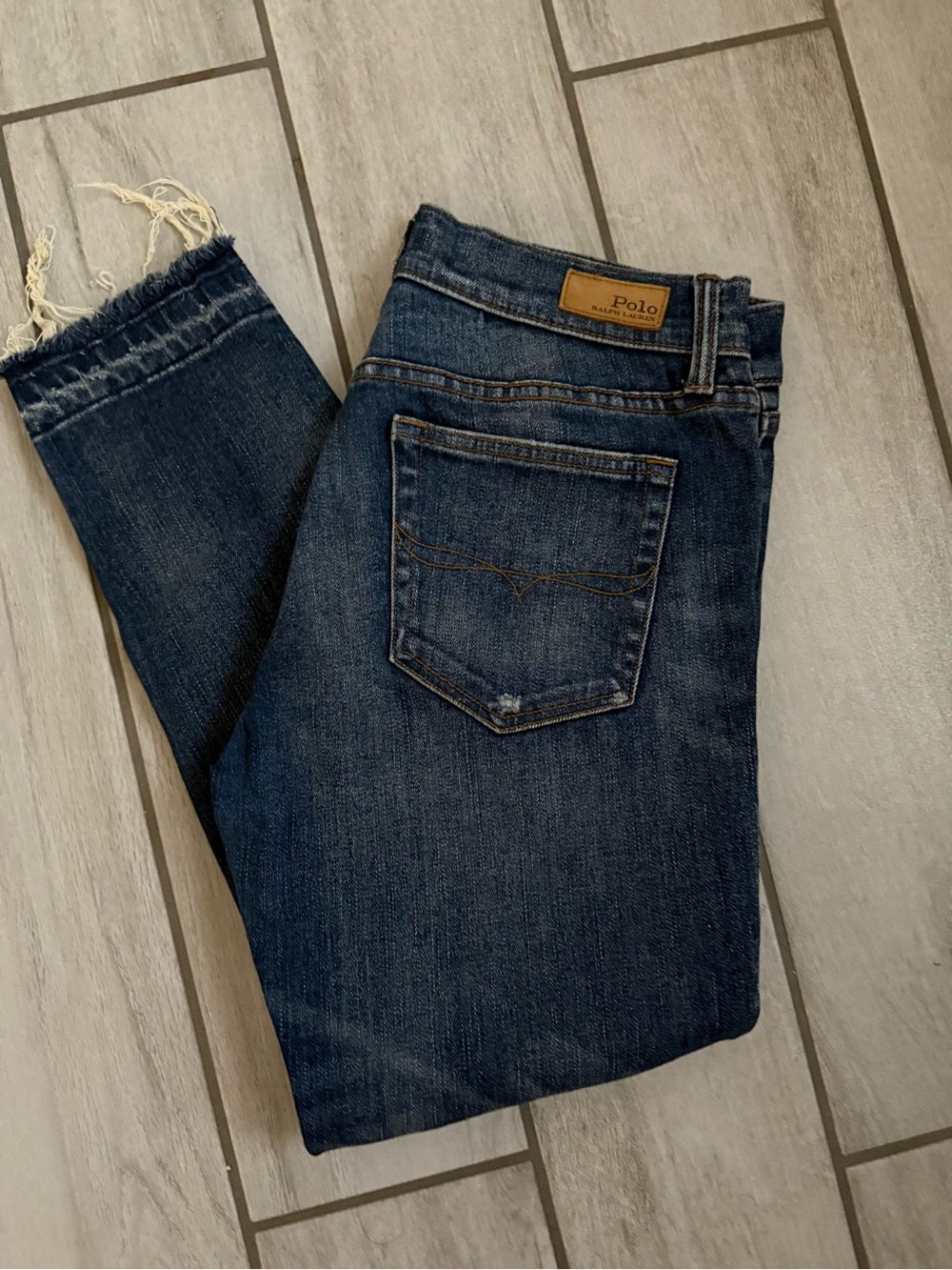 Polo by Ralph Lauren Dark Blue Frayed Hem Women's Jeans